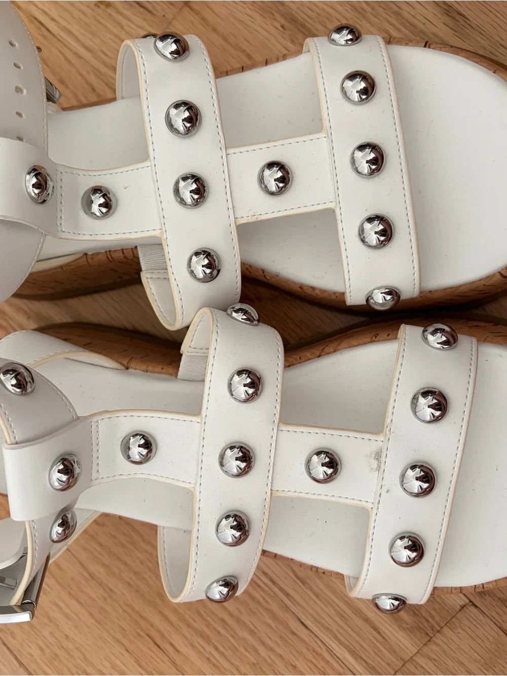 Michael Kors White Studded Platform Sandals